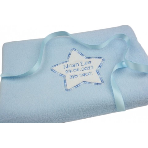 Baby Boy Personalised Embroidered Blanket Cute Star Design New Baby Gift